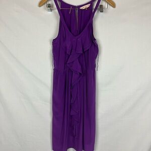 Rebecca Taylor Purple Silk Pleated Halter Midi Dress
